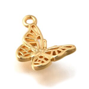 Privjesak Leptir, 2 kom, vel 10x14x2 mm, mjed pozlata 18 karat.zlatom, MD70