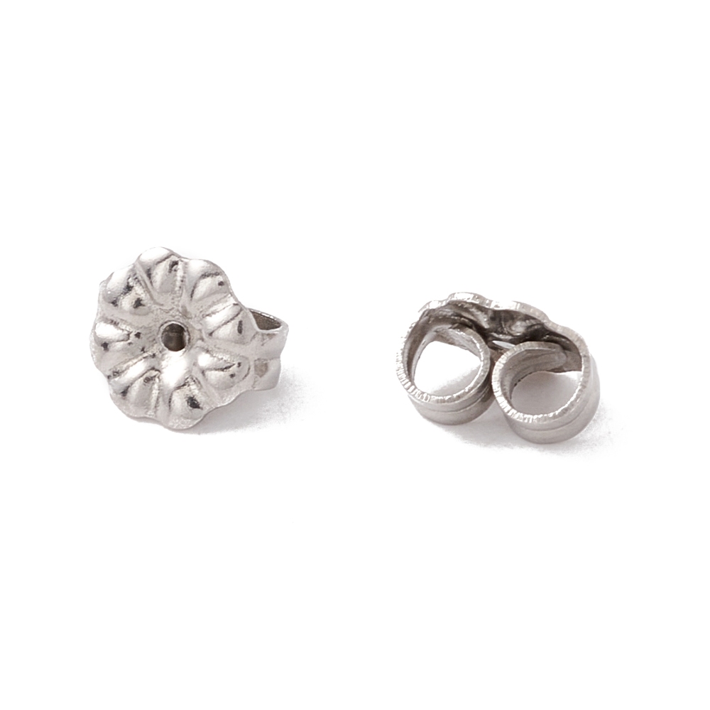 Leptirić za naušnice, nehrđajući čelik SS304 vel6x5,5x3mm, rupa: 0,6 mm, 20 kom, boja: platina SS126