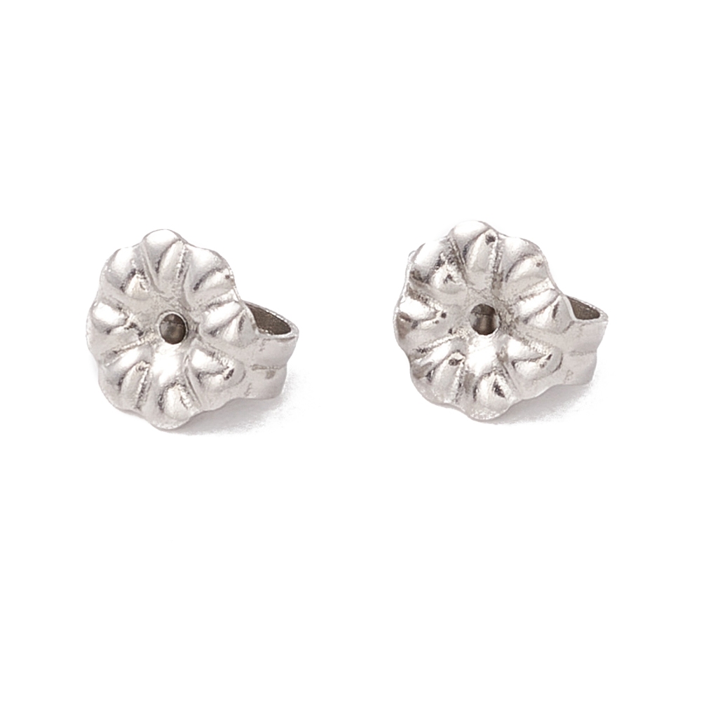 Leptirić za naušnice, nehrđajući čelik SS304 vel6x5,5x3mm, rupa: 0,6 mm, 20 kom, boja: platina SS126 - Slika 2