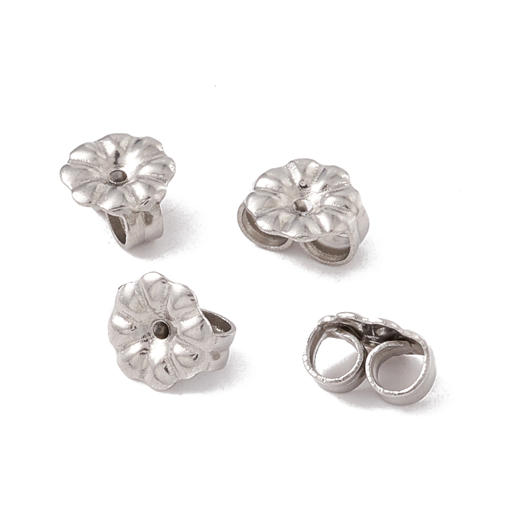 Leptirić za naušnice, nehrđajući čelik SS304 vel6x5,5x3mm, rupa: 0,6 mm, 20 kom, boja: platina SS126 - Slika 3