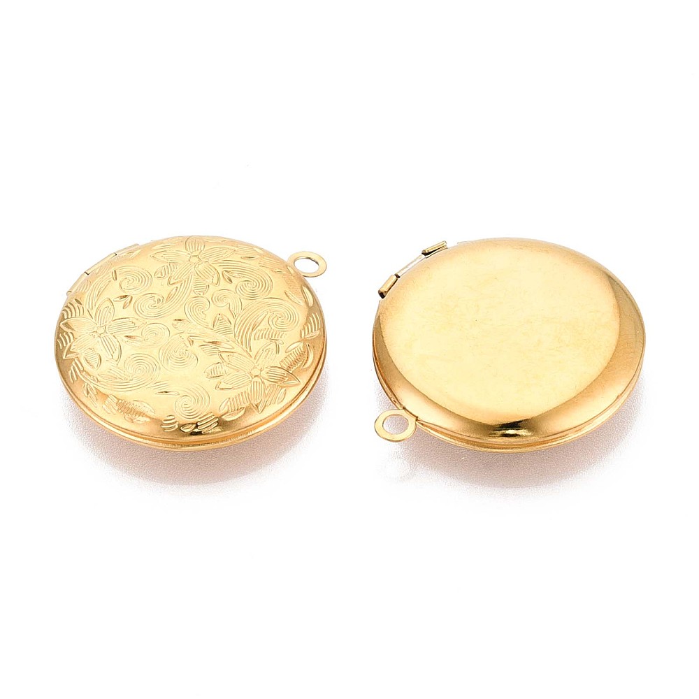 Medaljon za fotografiju, nehrđajući čelik SS304, okrugli, vel.28x4,5 mm, kopča 7x4mm, unut.mjere 20 mm, ION pozlata 18 karat.zlatom, 1 kom SS37 - Slika 4