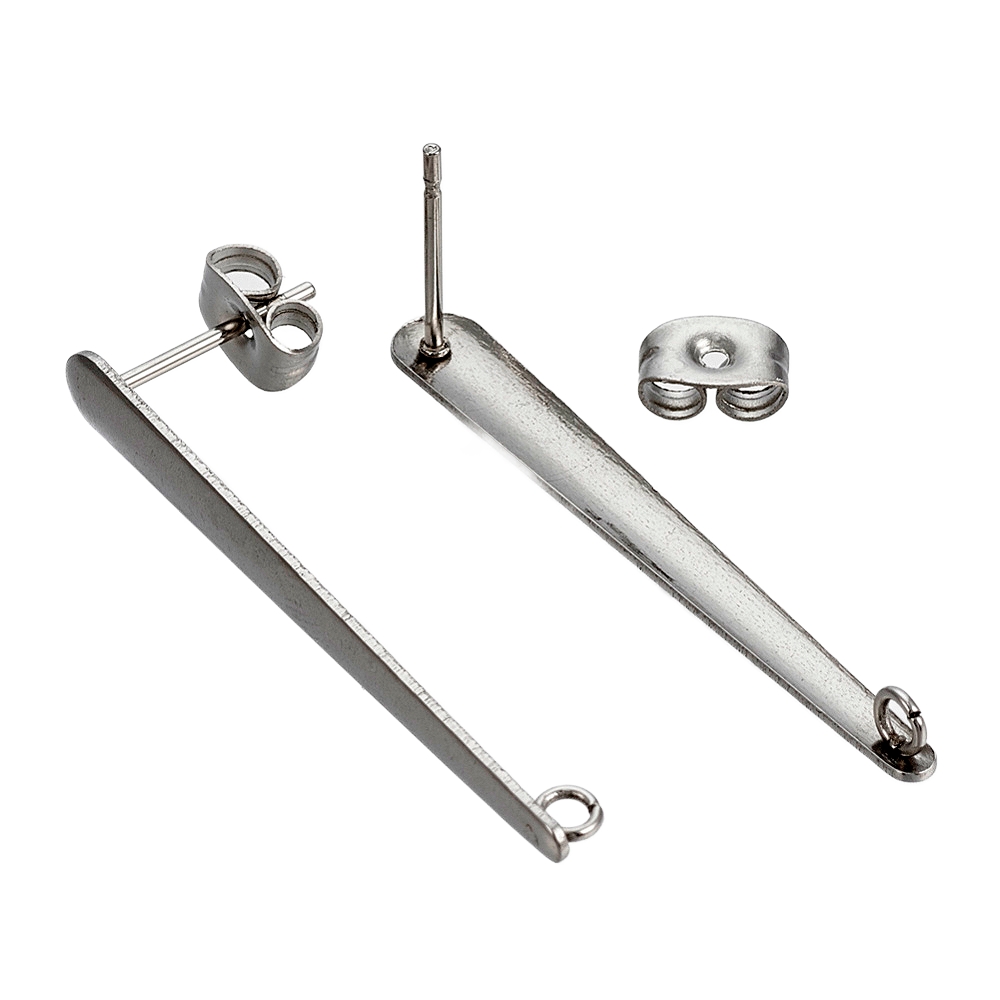 Kopča za naušnice od nehrđajućeg čelika SS304, vel. 35x4 mm, rupa 1,5 mm, iglica 0,7 mm, 2 kom, boja: inox SS112 - Slika 2