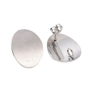 Kopča za naušnice od nehrđajućeg čelika SS304, oval vel. 20x16x0,75mm, rupa 3,5 mm, iglica 0,8 mm, 2 kom, boja: inox SS112