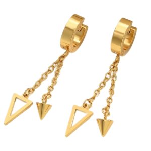 Naušnice Špice 2 vel.50x13 mm, nehrđajući čelik SS304, pozlata 18 karat.zlatom, 1 par CZ6