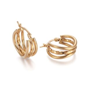 Naušnice od nehrđajućeg čelika SS304 vel. 20x8,5 mm, iglica: 1x0.6mm , pozlata CZ6