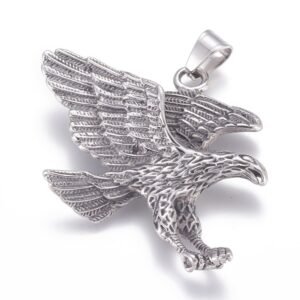 Privjesak Ptica - Orao, nehrđajući čelik SS304 vel.56x58x10 mm, boja: antique inox, 1 kom SS108