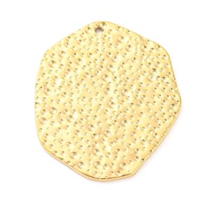 Privjesak, nehrđajući čelik SS304 vel.32x27x1,5 mm, rupa 1,5 mm, boja: zlatna, 1 kom SS108