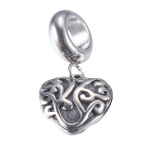 Perlica Srce nehrđajući čelik SS304, vel. 22 - 11x11x4mm,1 kom, boja: antique inox SS35