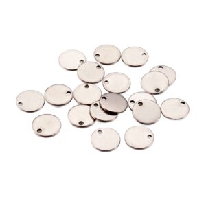 Privjesak pločica okrugla, nehrđajući čelik SS304 vel.10x1mm, rupa 1,5 mm, boja: inox, 10 kom SS108