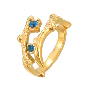 Prsten nehrđajući čelik SS304, cubic zirkonij boja: dodger plava, pozlata 18 karat.zlato, vel 18.1 mm, CZ6