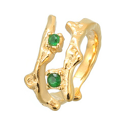 Prsten nehrđajući čelik SS304, cubic zirkonij zeleni, pozlata 18 karat.zlato, vel 18.1 mm, CZ6