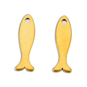 Privjesak Riba od nehrđajućeg čelika SS304, vel.15x4,5x1 mm, pozlata 18 karat.zlatom, 1 kom SS78