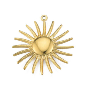 Privjesak Sunce, nehrđajući čelik SS304, vel.28x26x2.5 mm, alka 1,2 mm, pozlata 18 karat.zlatom, SS120