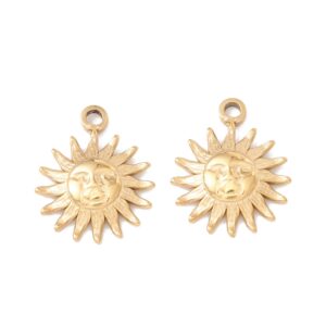 Privjesak Sunce, nehrđajući čelik SS304, vel. 14,5x11,5x2 mm, alka: 1,5 mm, pozlata 24 karat.zlatom 2 kom SS112