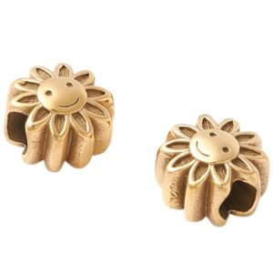 Perlica Sunce od nehrđajućeg čelika SS304, vel 12x8,5 mm, rupa 4,5 mm, 1 kom, ION pozlata, ručno polirana perlica SS35