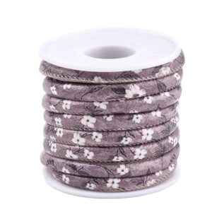 Traka okrugla 5-6 mm, PU, 1 metar, boja: štampani uzorak, boja ljubičasta