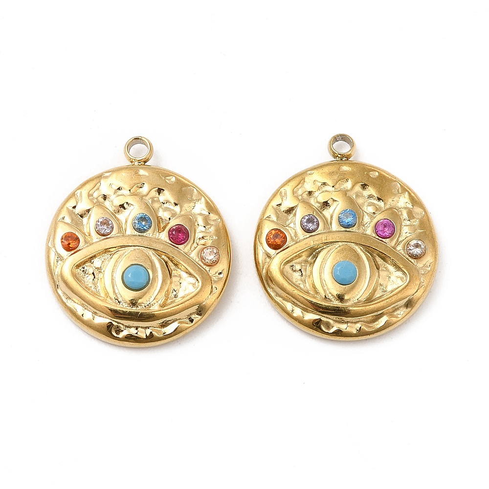 Privjesak Urokljivo oko, nehrđajući čelik SS304, vel.17,5x15x3,5 mm, ION pozlata 18 karat.zlatom, 1 kom SS121 - Slika 3