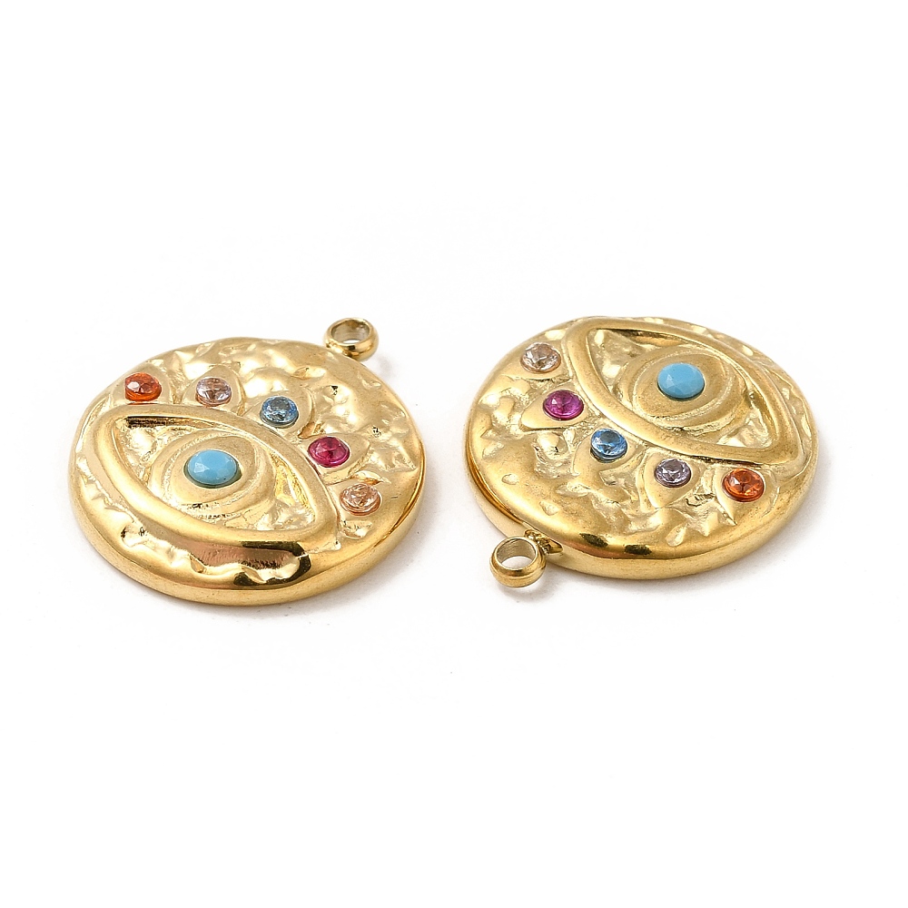 Privjesak Urokljivo oko, nehrđajući čelik SS304, vel.17,5x15x3,5 mm, ION pozlata 18 karat.zlatom, 1 kom SS121 - Slika 2