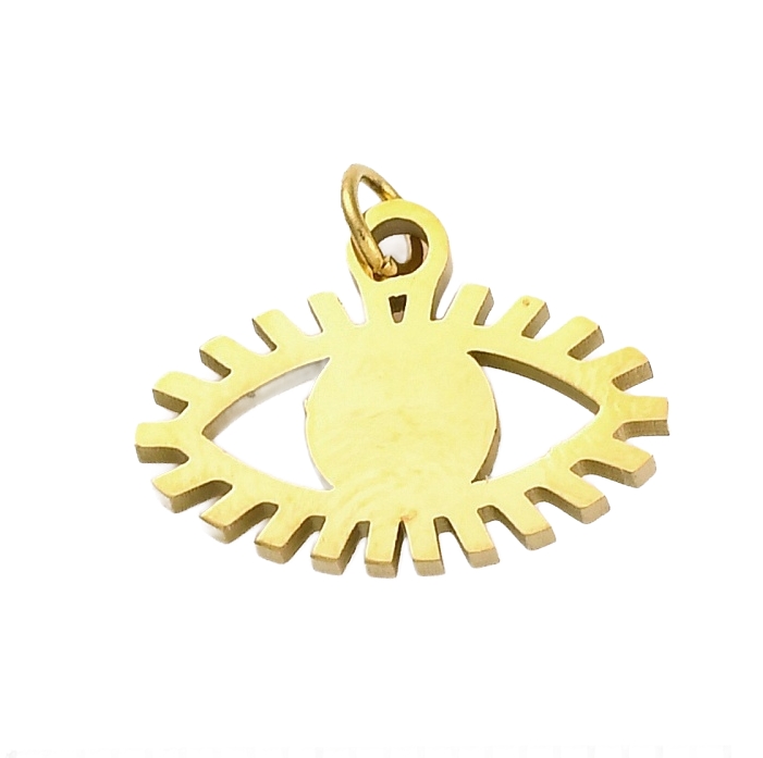 Privjesak Urokljivo oko, nehrđajući čelik SS304, vel.17,5x15x3,5 mm, ION pozlata 18 karat.zlatom, 1 kom SS121 - Slika 2