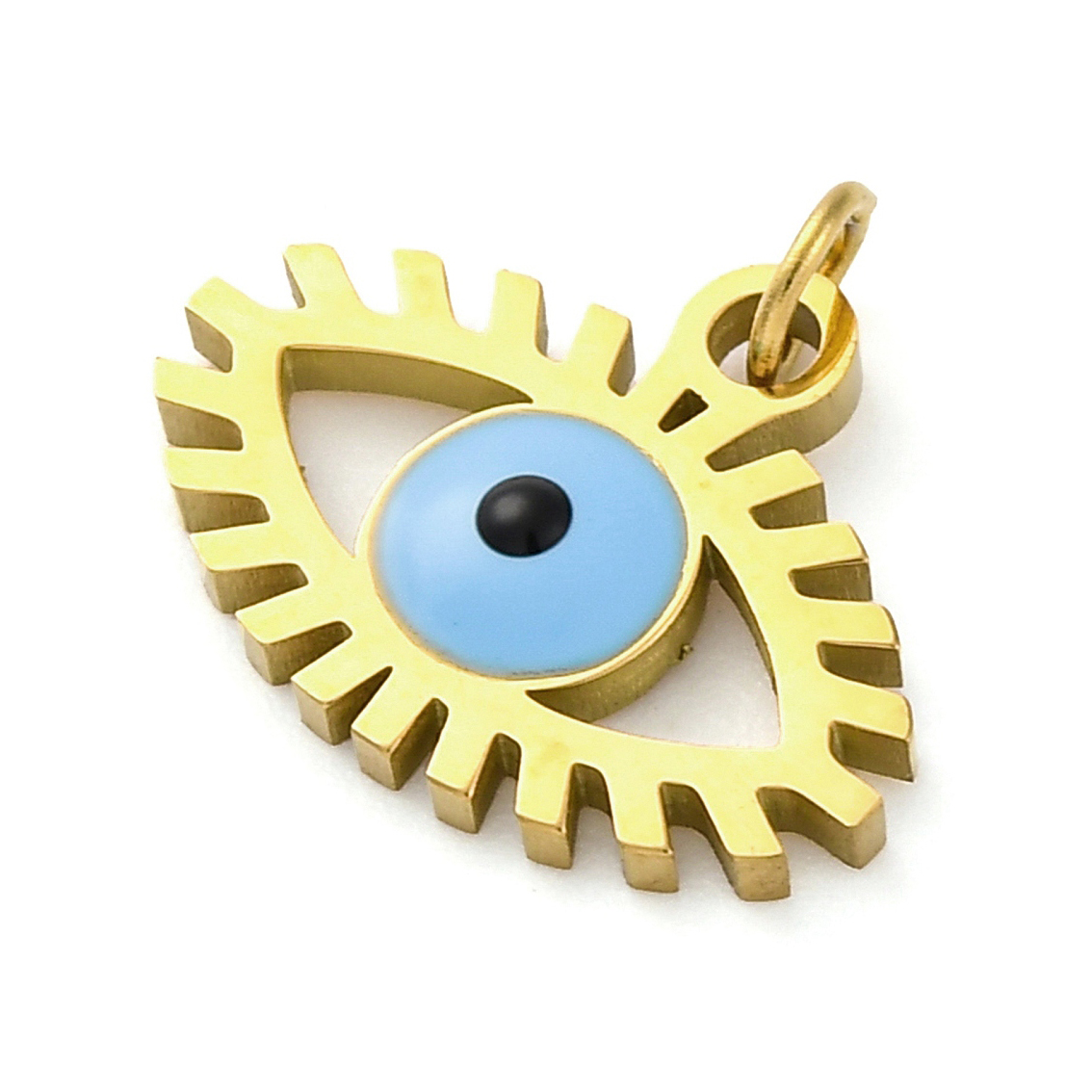 Privjesak Urokljivo oko, nehrđajući čelik SS304, vel.17,5x15x3,5 mm, ION pozlata 18 karat.zlatom, 1 kom SS121 - Slika 3