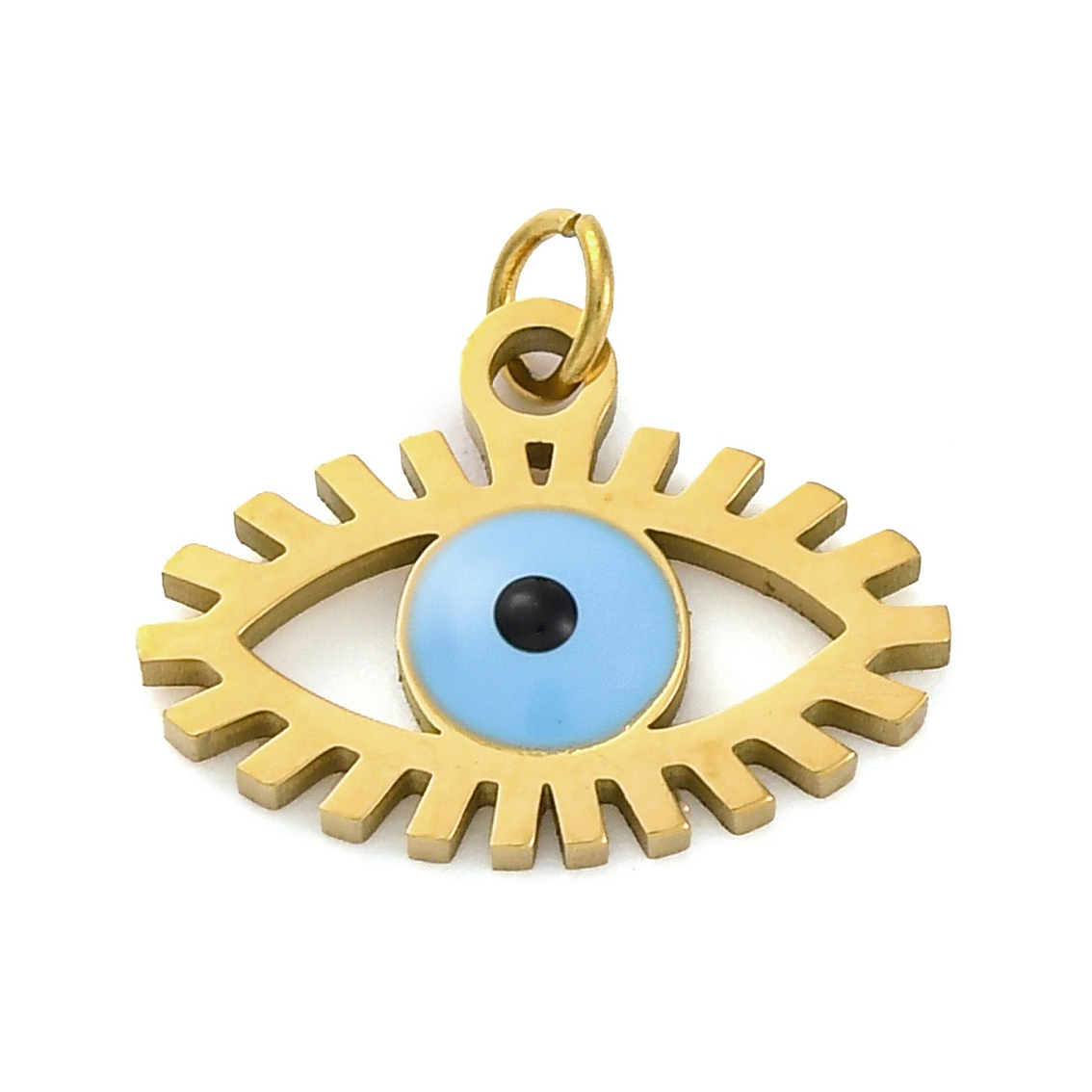 Privjesak Urokljivo oko, nehrđajući čelik SS304, vel.17,5x15x3,5 mm, ION pozlata 18 karat.zlatom, 1 kom SS121