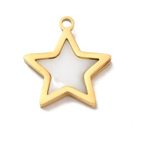 Privjesak Zvijezda  od nehrđajućeg čelika SS304 ukrašena školjkom ,  vel.15x14x2 mm, ION pozlata, kopča za ogrlicu vel 5x3 mm 1 kom, SS60