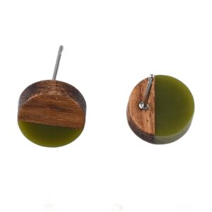 Kopča za naušnice drvo oraha+resin+nehrđajući čelik 10 mm, 2 kom, SS304