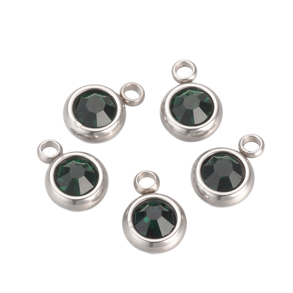 Privjesak nehrđajući čelik SS304 vel. 8,5x5,5x3 mm, 2 kom, boja: emerald zelena, SS10 - Slika 2
