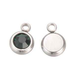 Privjesak nehrđajući čelik SS304 vel. 8,5x5,5x3 mm, 2 kom, boja: emerald zelena, SS10