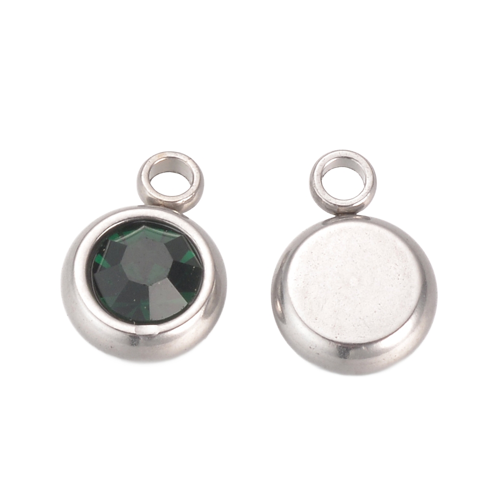 Privjesak nehrđajući čelik SS304 vel. 8,5x5,5x3 mm, 2 kom, boja: emerald zelena, SS10