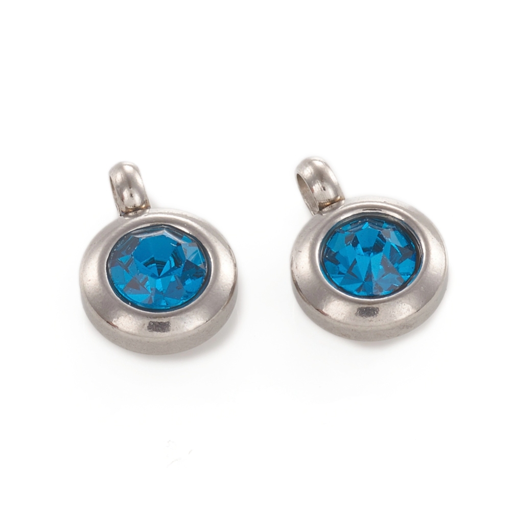 Privjesak nehrđajući čelik SS304 vel. 9x6,5x4 mm, 2 kom, boja: indicolite ,SS10 - Slika 2