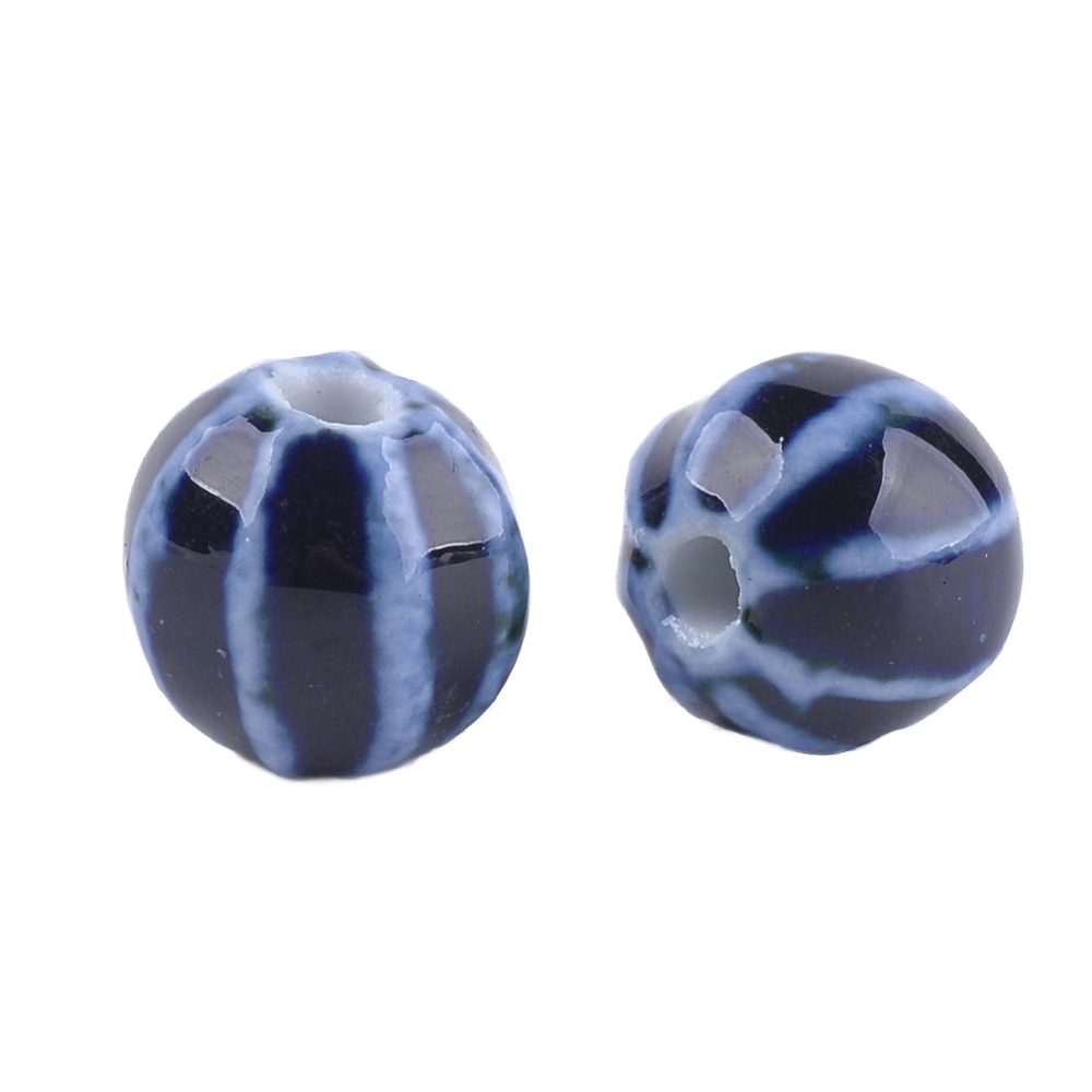 Perlica keramika , ručno rađena, glazirana vel 11~12x10~11x10~10.5mm, rupa: 2~2.5mm, 10 kom u paketu, boja: marine blue KER01 - Slika 2