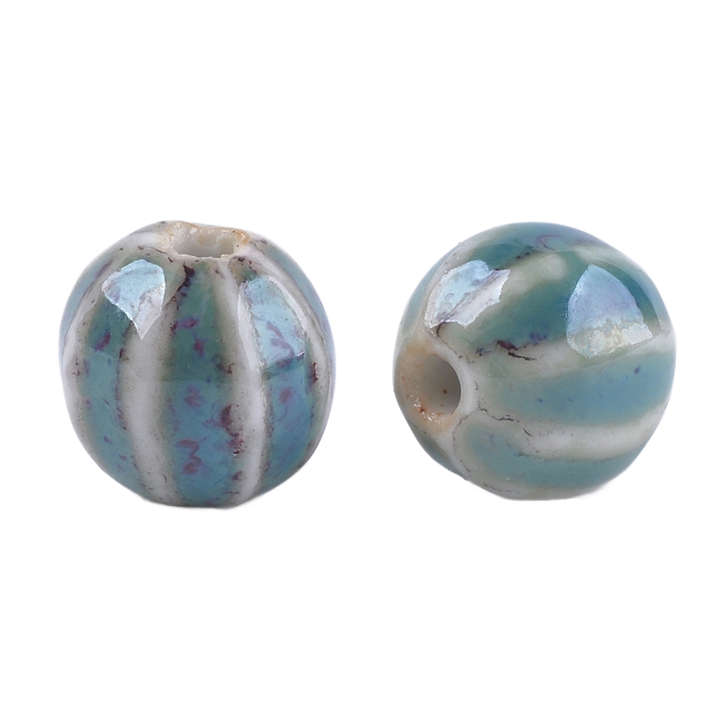 Perlica keramika , ručno rađena, glazirana vel 11~12x10~11x10~10.5mm, rupa: 2~2.5mm, 10 kom u paketu, boja: cadet blue KER01 - Slika 2