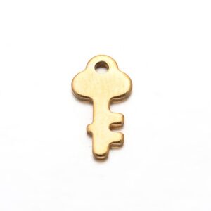 Privjesak Ključić ,od nehrđajućeg čelika SS304 vel.13x6,5x1 mm, pozlata 18 karat.zlatom, 2 komada  SS60