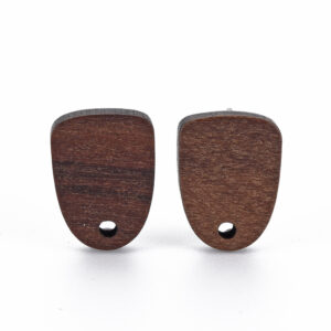 Kopča za naušnice drvo oraha i nehrđajući čelik 15x11 mm, 2 kom, SS304