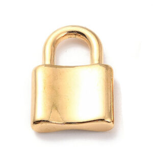 Privjesak Lokot od nehrđajućeg čelika SS304 vel.22,5x15x4 mm, rupa 6x7 mm , pozlata 18 karat.zlatom , 1 kom SS60