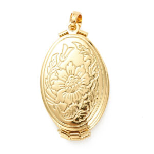 Medaljon za fotografije, mjed, pozlata 18K zlatom 35x20x9,5 mm, unut.vel. 23x13 mm, 1 kom