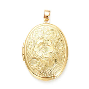 Medaljon za fotografije, mjed, pozlata 18K zlatom 33,5x23,5x6 mm, unut.vel. 23x16 mm, 1 kom
