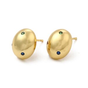 Naušnice mjed, pozlata 18K zlatom+kubni cirkoniji vel 12x10 mm, bez nikla, kadmija i olova CZ7