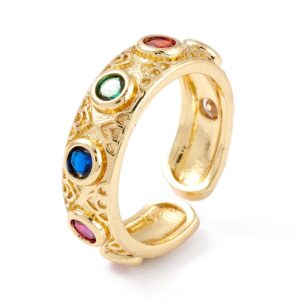 Prsten , mjed, pozlata 18K zlatom + cirkonij, 18 mm