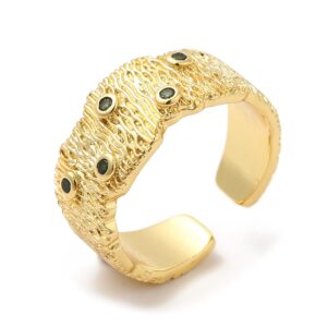 Prsten od mjedi, pozlata 18K zlatom, zeleni cirkoniji, bez nikla, kadmija, i olova vel 16 mm