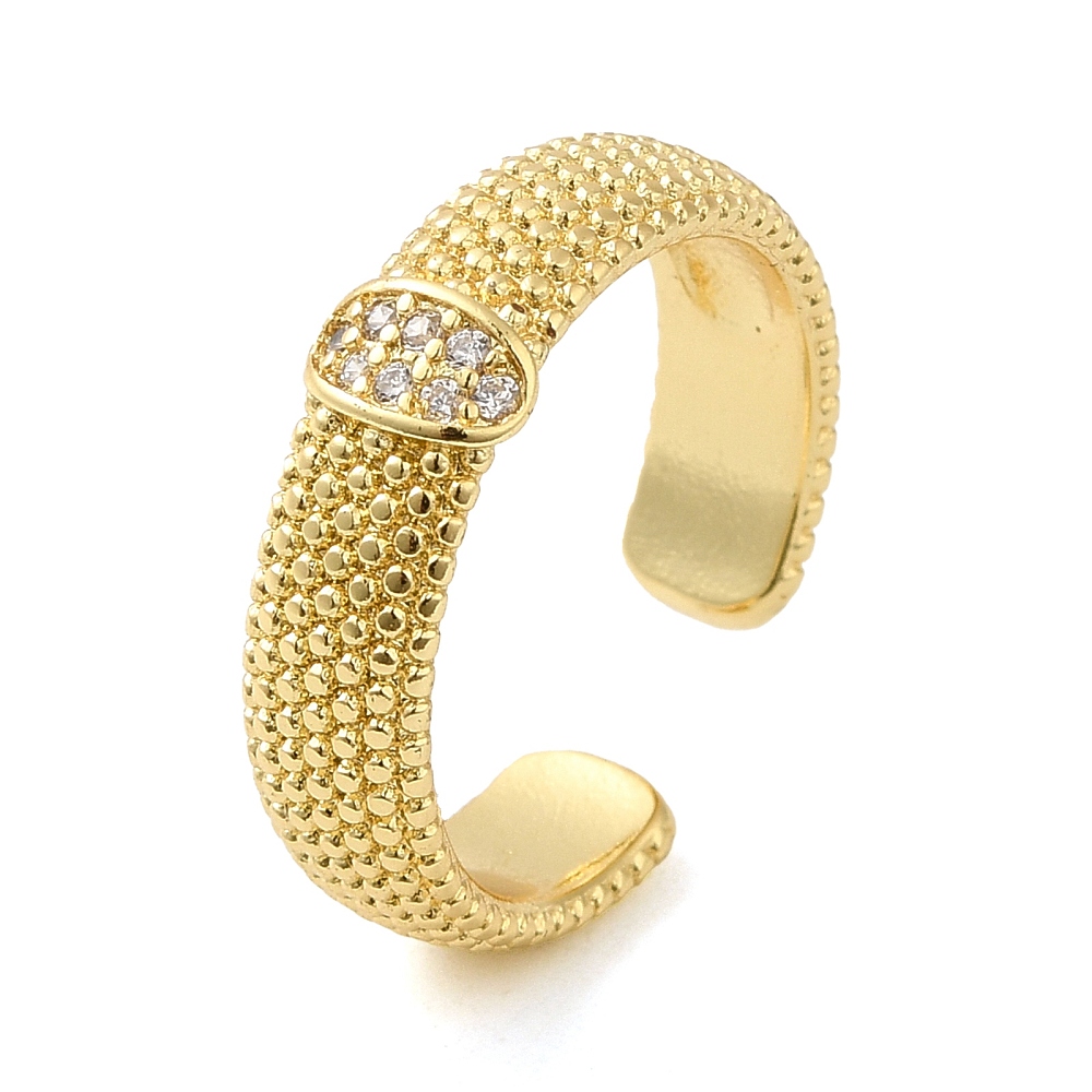 Prsten mjed, pozlata 18K zlatom + cirkonij, bez kadmija, nikla i olova , vel 18,2 mm, regulirajuća širina