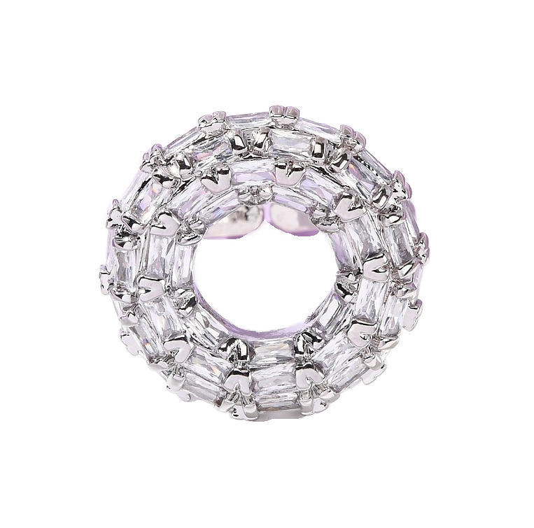 Prsten od mjedi, pozlata platina, ukrašen s cubic cirkonijima, bez kadmija, i olova , vel 17,5 mm, regulirajuća širina - Slika 3