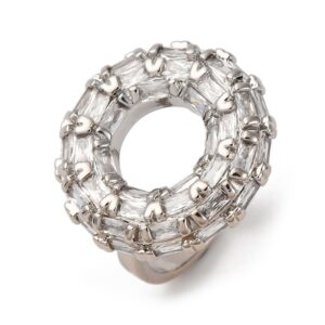 Prsten od mjedi, pozlata platina, ukrašen s cubic cirkonijima, bez kadmija, i olova , vel 17,5 mm, regulirajuća širina