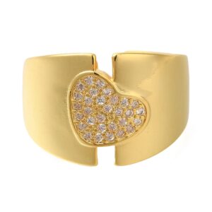 Prsten , mjed, pozlata 18K zlatom+cirkoniji, 16,5 mm