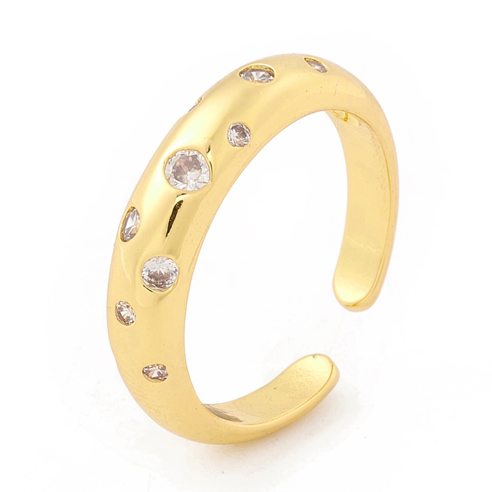 Prsten , mjed, pozlata 18K zlatom+cirkoniji, 16,9 mm