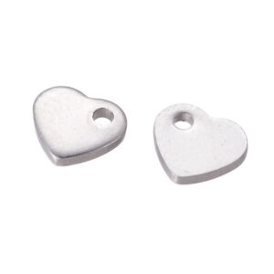 Privjesak Srce, nehrđajući čelik, 5x6x1 mm, boja: inox,10 kom, SS304