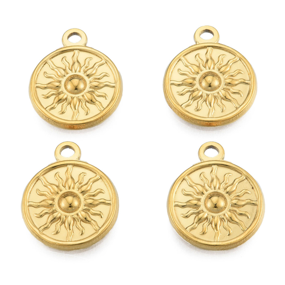 Privjesak Sunce nehrđajući čelik pozlata 18K zlatom 19x15,5x2 mm, 1 kom, SS304 - Slika 2