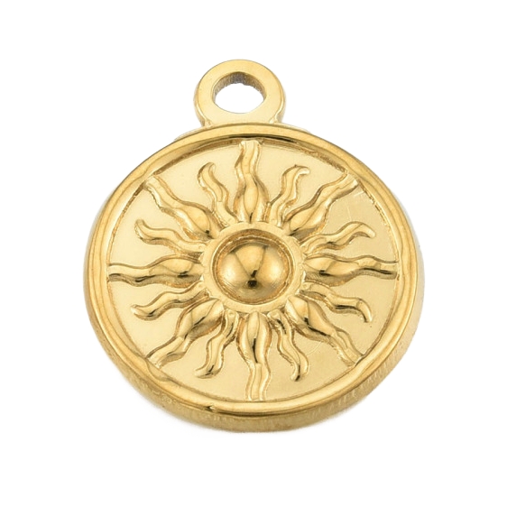 Privjesak Sunce nehrđajući čelik pozlata 18K zlatom 19x15,5x2 mm, 1 kom, SS304