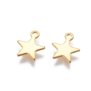 Privjesak Zvijezda ,od nehrđajućeg čelika SS304 vel.10x8x1 mm, pozlata, 2 komada  SS60